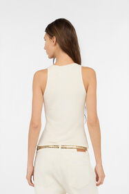 RC White Sleeveless Top with Serpentine Print WHITE WWT602-NLS36