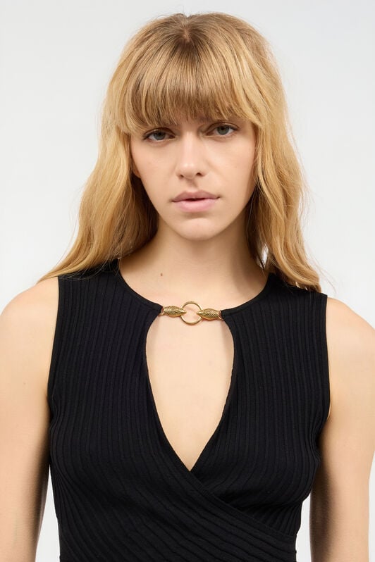 JC Rib-Knit Sleeveless Crop Top JC Rib-Knit Sleeveless Crop Top Black UFM018-UF163