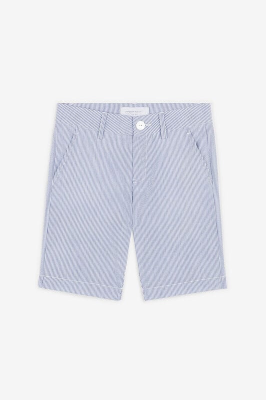 JU Gestreifte Shorts mit Logo-Stickerei JU Gestreifte Shorts mit Logo-Stickerei Hellblau OJT296-FT017