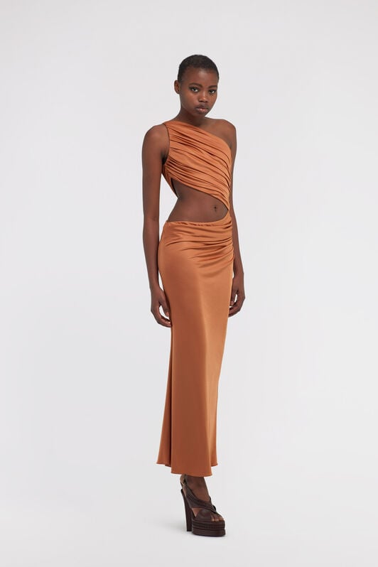 RC One-shoulder dress RC One-shoulder dress Bronze SWT119-JJ036