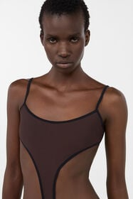 RC Brown One-piece Swimsuit with Cut-out CHOCOLATE WWW007-LL030