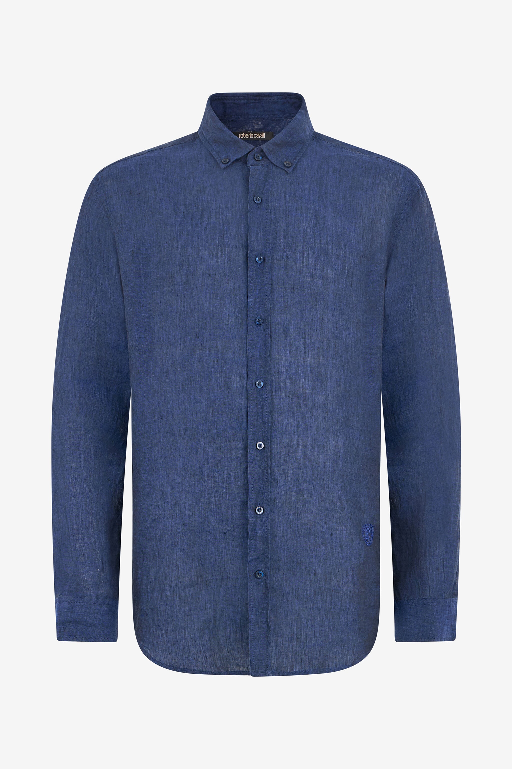 RC Blue Linen Shirt With Monogram RC NAVY QOT70I-LG018