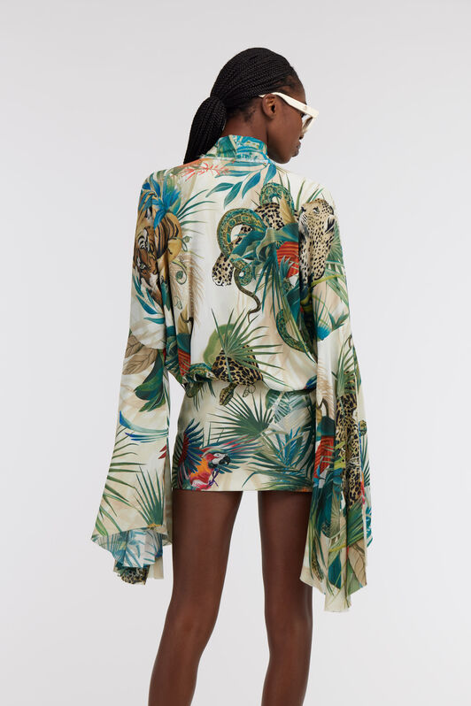 RC Jungle Print Shirt Flared Sleeves Green SKT708-7HI88