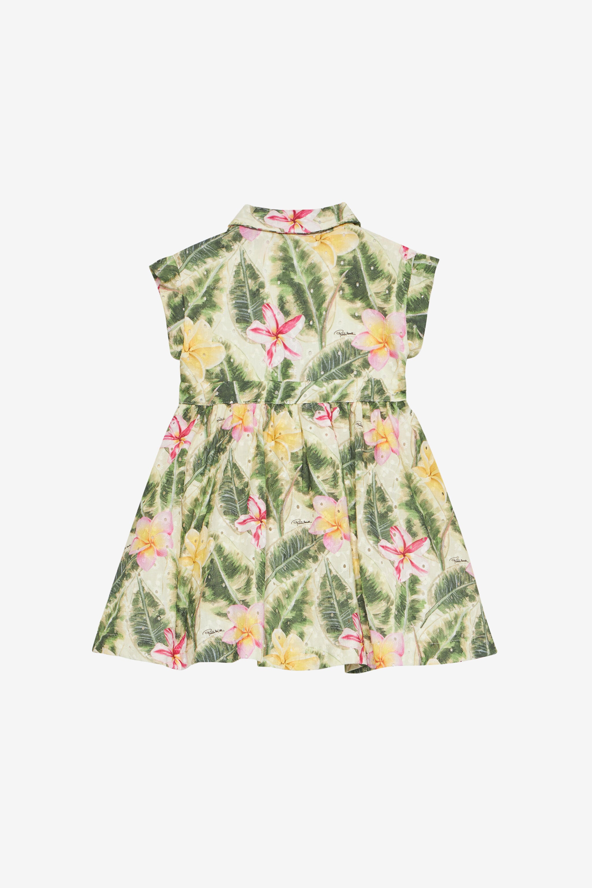 JU Broderie Anglaise Dress With Leaf And Flower Print JU Broderie Anglaise Dress With Leaf And Flower Print Light green UJT110-ELO38