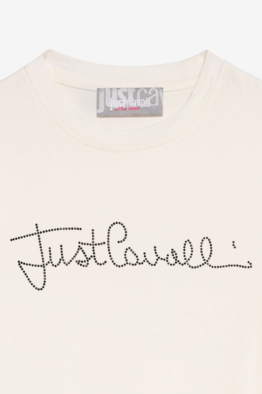 JC T-Shirt with Rhinestone Logo MARSHMALLOW XFT63Q-JD005