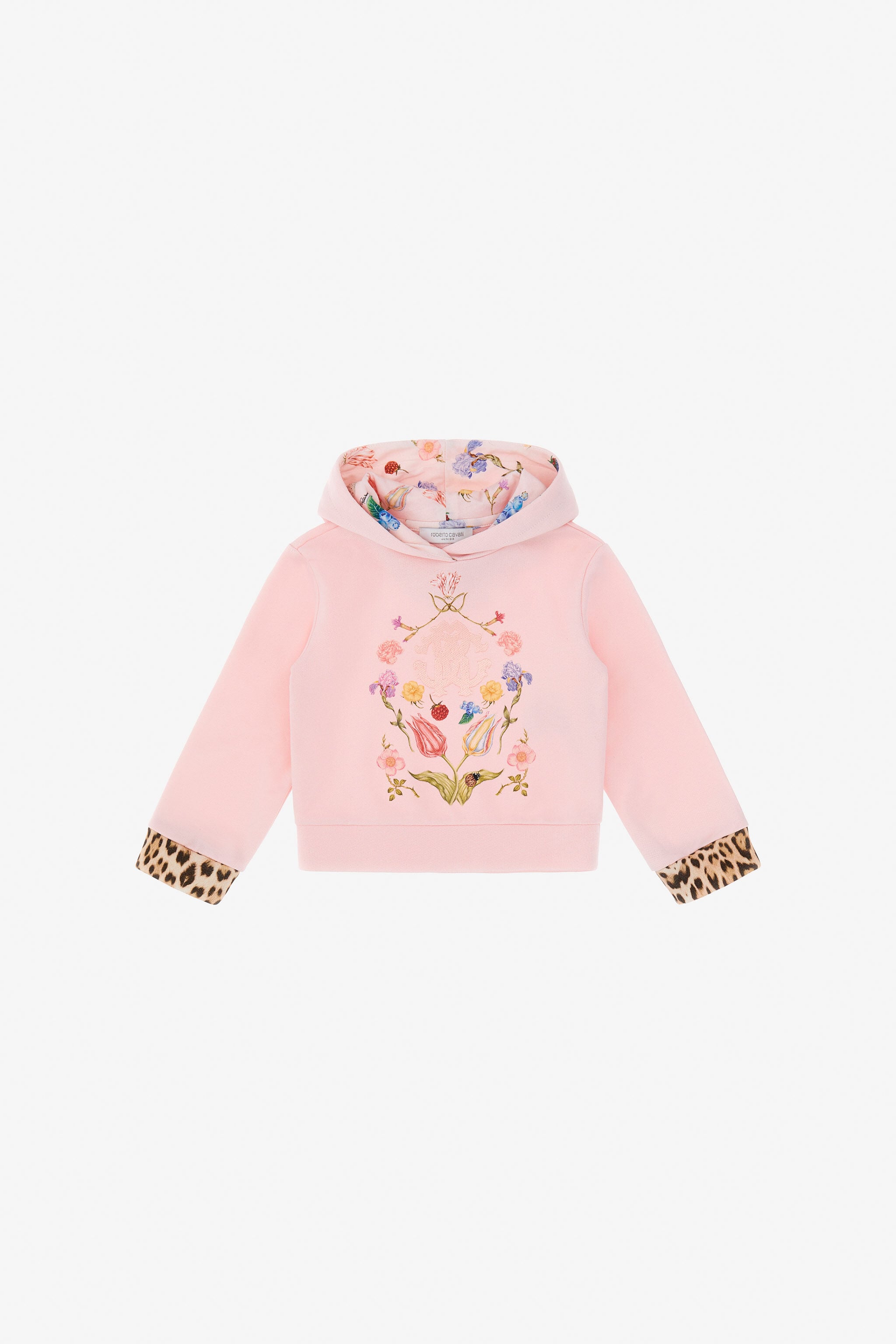 JU Sudadera Con Estampado De Flores, Frutas Y Jaguar Skin JU Sudadera Con Estampado De Flores, Frutas Y Jaguar Skin Rosa TJT682-CF050