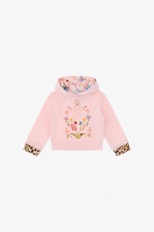 JU Sudadera Con Estampado De Flores, Frutas Y Jaguar Skin JU Sudadera Con Estampado De Flores, Frutas Y Jaguar Skin Rosa TJT682-CF050