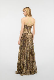 JC Extra-Long Dress With Tiger Skin Print Light Brown UFT176-UF242