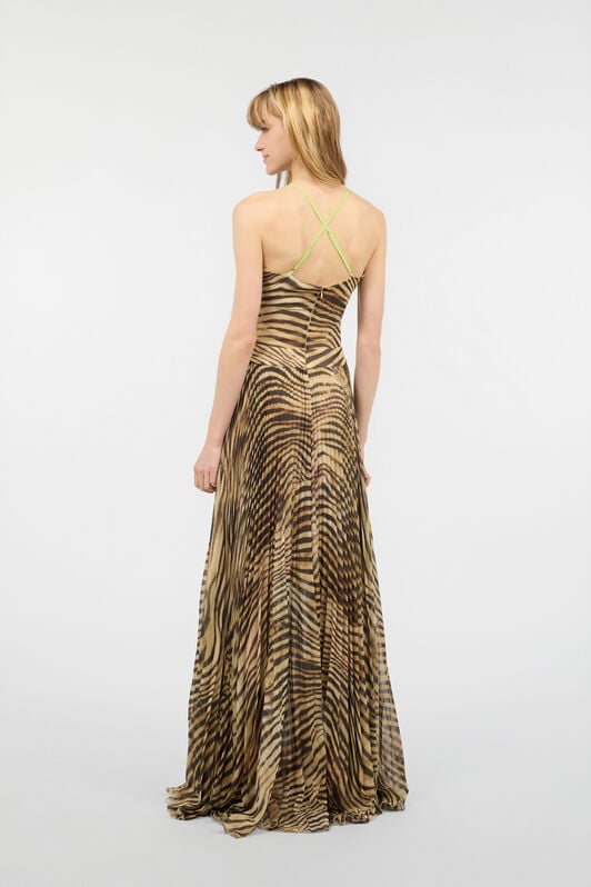 JC Extra-Long Dress With Tiger Skin Print JC Extra-Long Dress With Tiger Skin Print Light Brown UFT176-UF242
