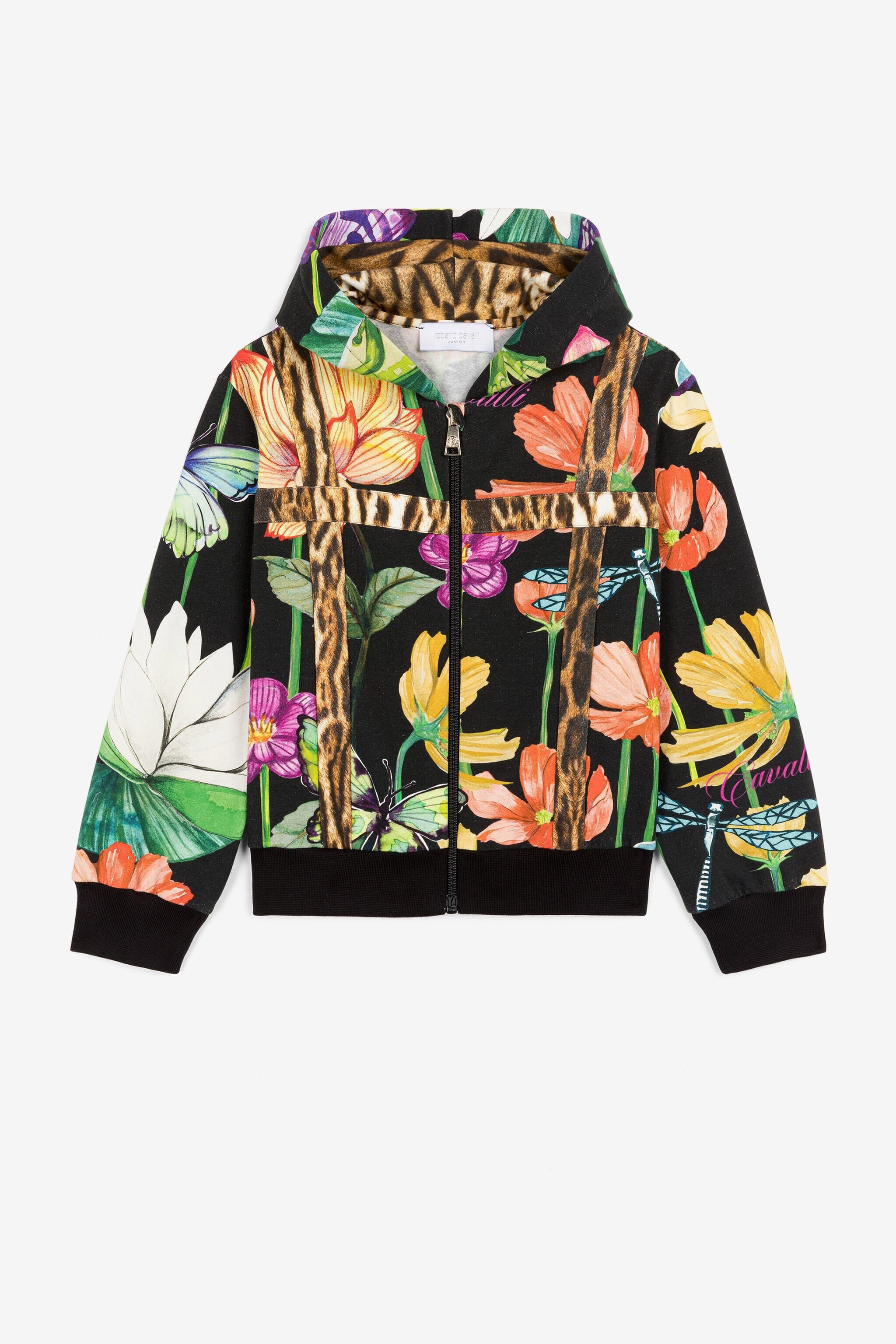 JU Botanical-Print Zip Hoodie JU Botanical-Print Zip Hoodie Black PJT937-5OF21