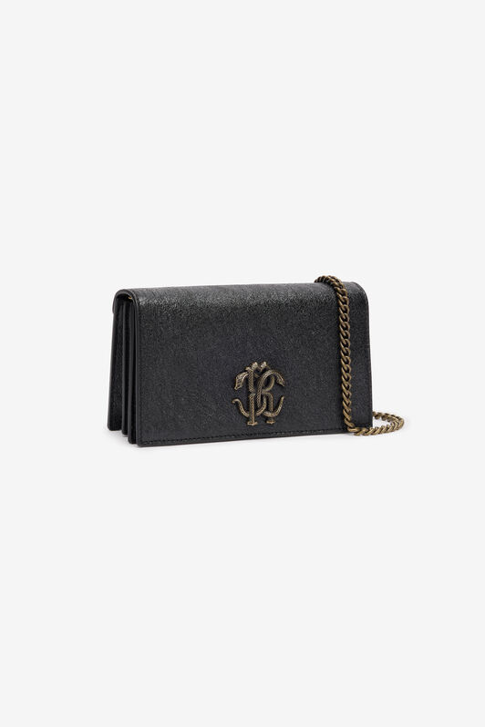 RC Cracked Leather Bag with Mirror Snake Monogram RC Cracked Leather Bag with Mirror Snake Monogram Black POB00C-PZO07