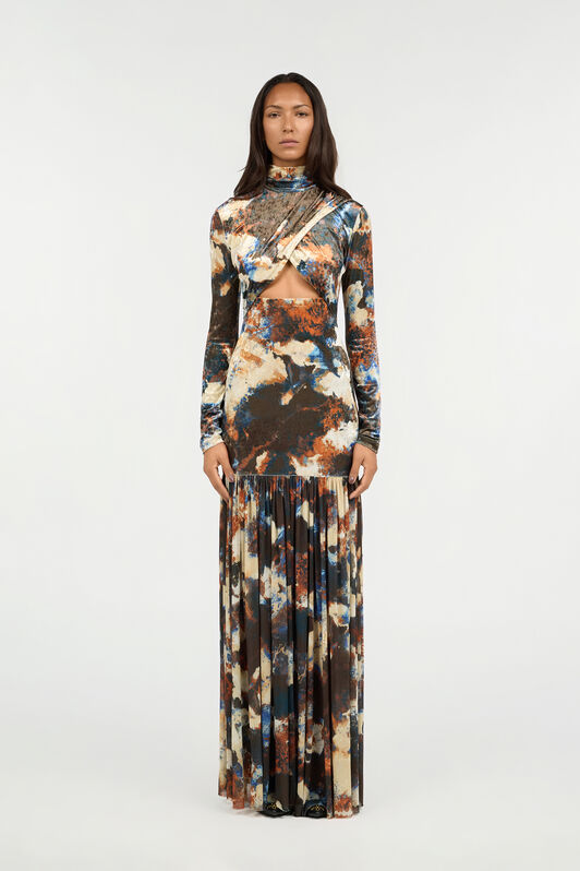 JC Estampado Rusty Stain Vestido Maxi MULTICOLOR SCURO VFT279-VF429