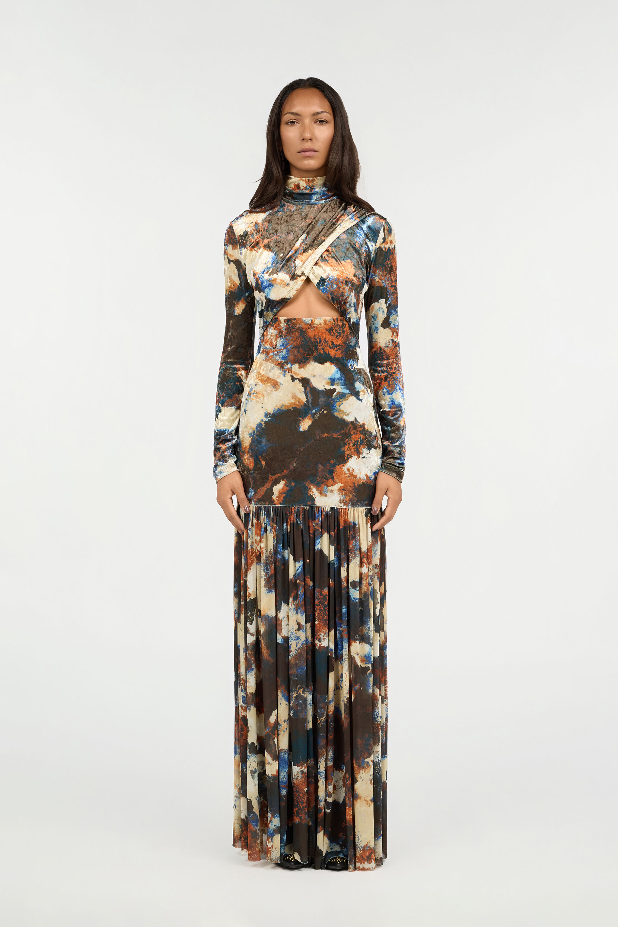 JC Estampado Rusty Stain Vestido Maxi MULTICOLOR SCURO VFT279-VF429
