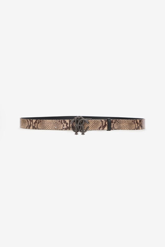 RC Snakeskin Print Logo Belt BLACK/BEIGE QOC00B-PZO35