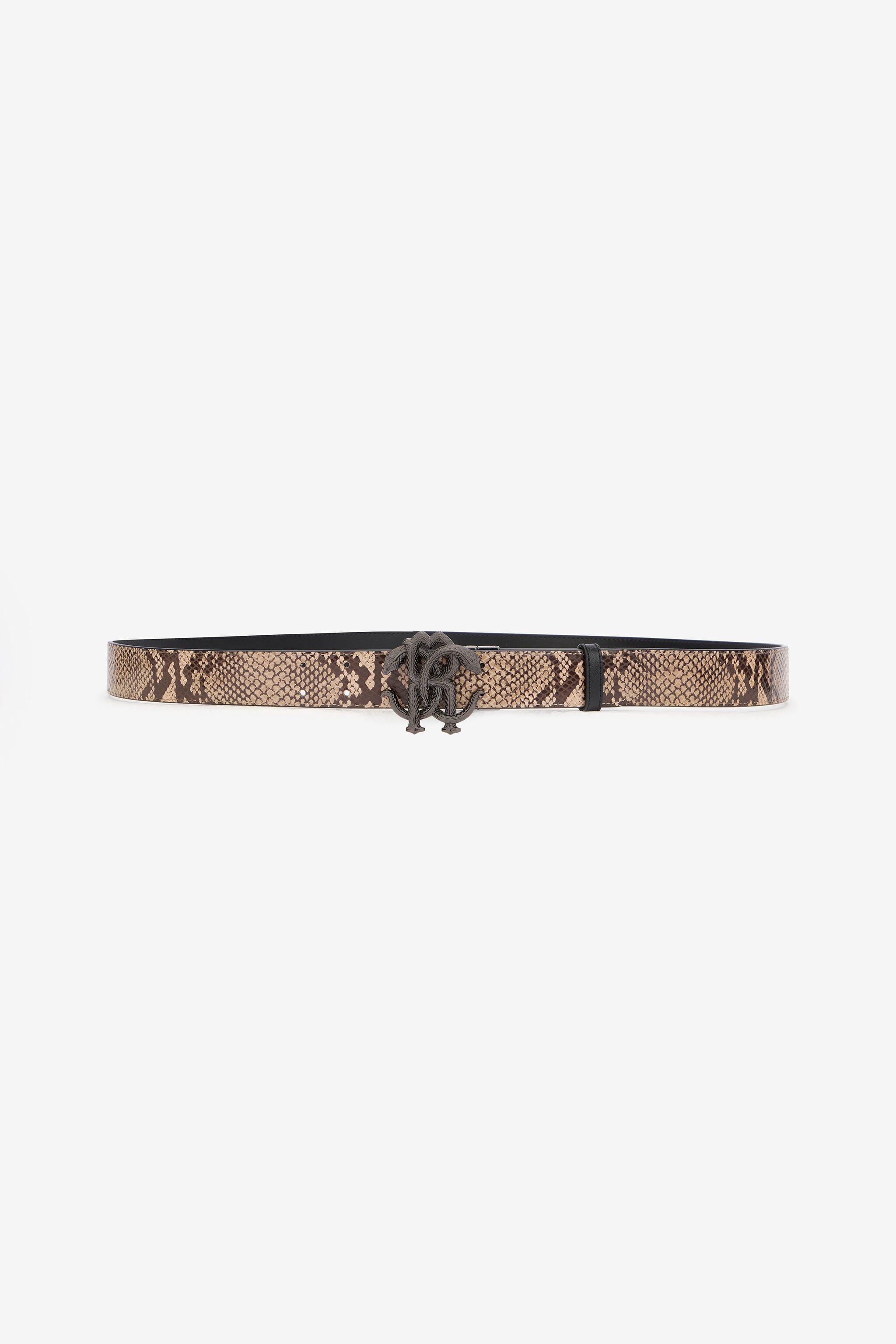 RC Snakeskin Print Logo Belt BLACK/BEIGE QOC00B-PZO35