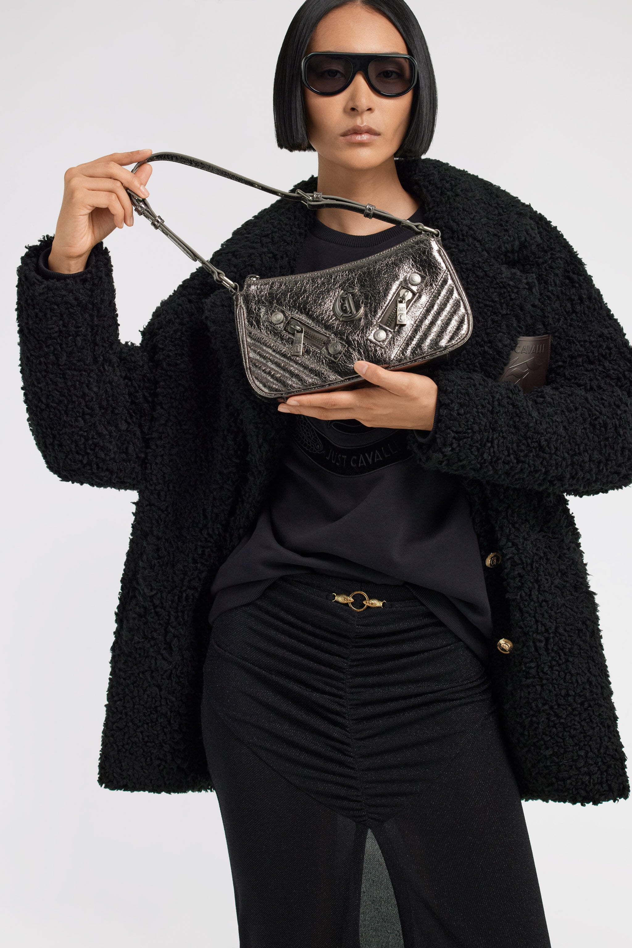 JC Just Cavalli Shoulder Bag JC Just Cavalli Shoulder Bag Silver TFB110-TF475