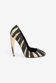RC Print Satin Pumps with Rhinestones Gold TKS001-SE390
