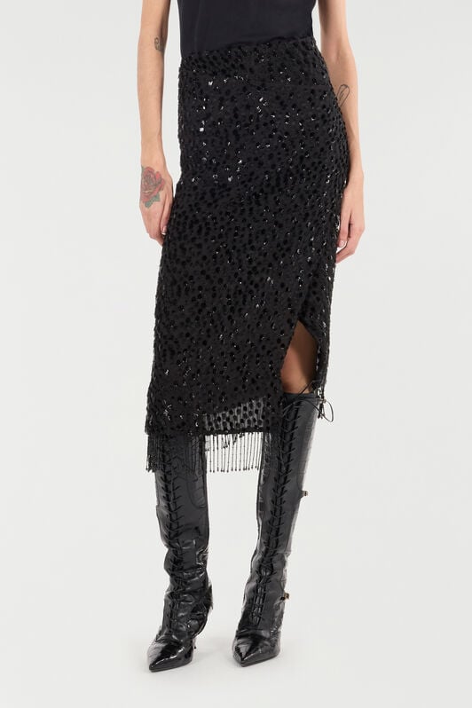 RC Skirt With Beaded Hem RC Skirt With Beaded Hem Black UKR304-FC004