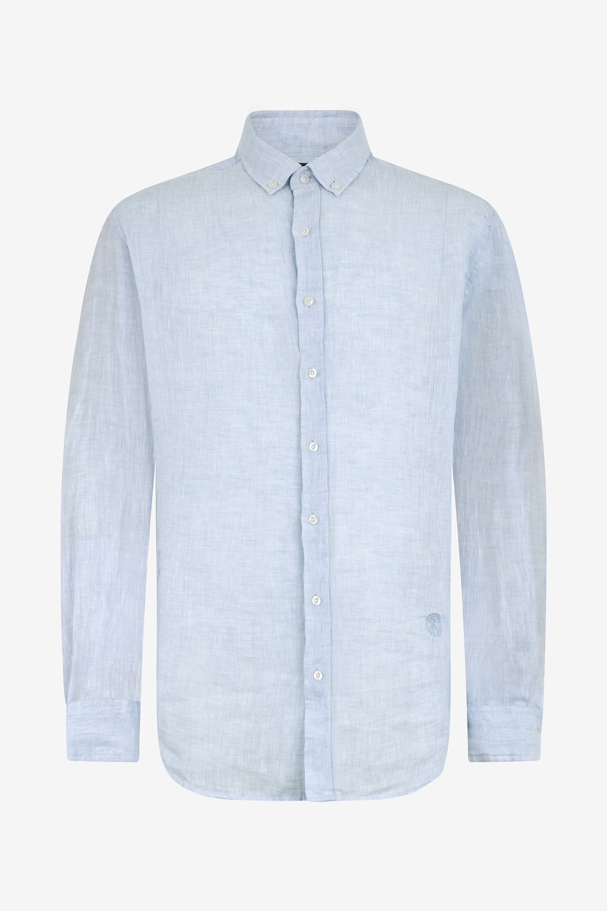 RC Hellblaues Leinenhemd mit Button-Down-Kragen RC Hellblaues Leinenhemd mit Button-Down-Kragen LIGHT BLUE QOT70I-LG018