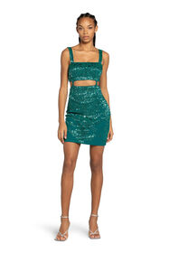 RC Leopard Bead-Embellished Mini Dress Verde JQR155-JJ050