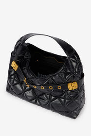 JC Black Quilted Shoulder Bag With Buckles BLACK VFB104-VF736