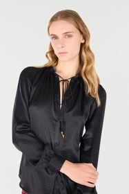 RC Camisa de seda efecto serpiente Negro UKT702-SZN57