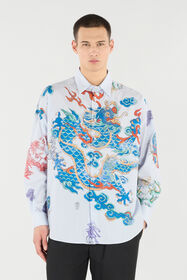 RC Shirt With Dragon, Flowers And Butterflies WHITE LIGHT BLUE VRT722-CH106