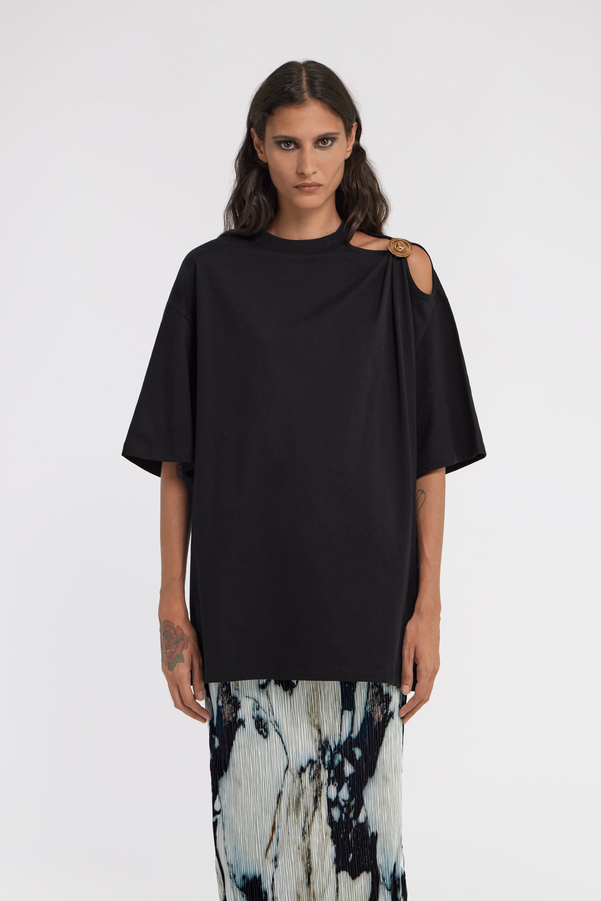 RC Black T-Shirt with Monogram RC Detail Black TWT663-JD062