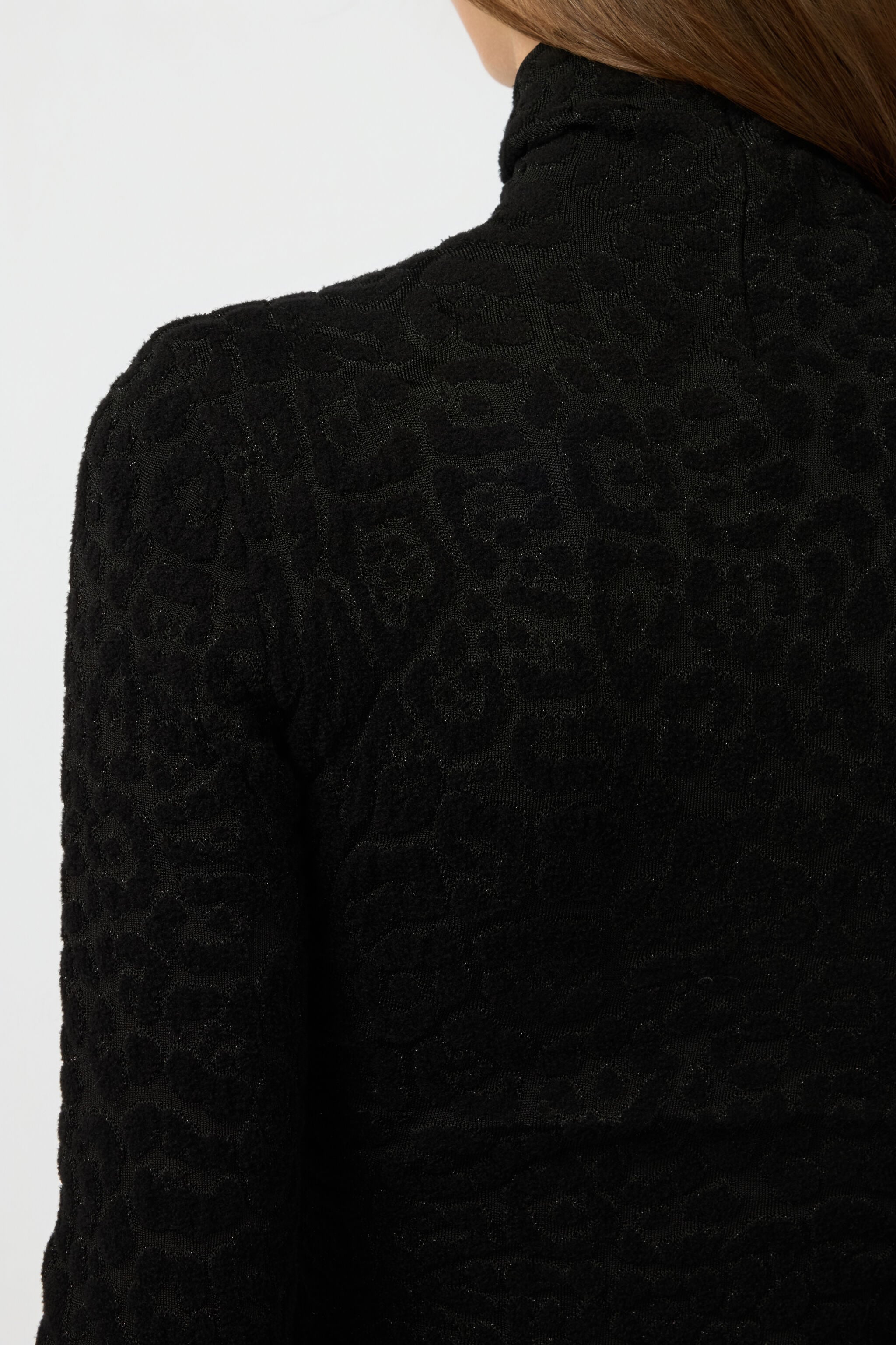 RC High Neck Top with Lurex Jaguar Pattern RC High Neck Top with Lurex Jaguar Pattern BLACK XWM601-MO011