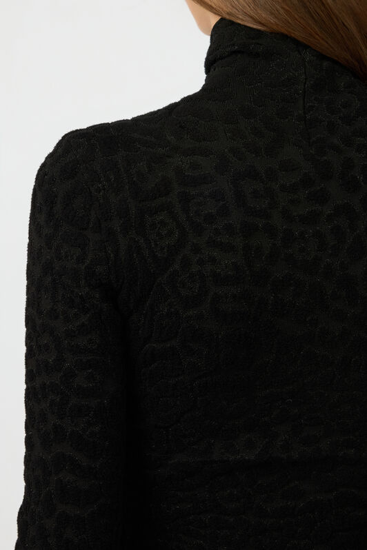 RC High Neck Top with Lurex Jaguar Pattern RC High Neck Top with Lurex Jaguar Pattern BLACK XWM601-MO011