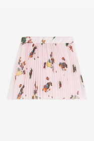 JU Bird-Print Pleated Skirt Pink RJT30C-5LH90