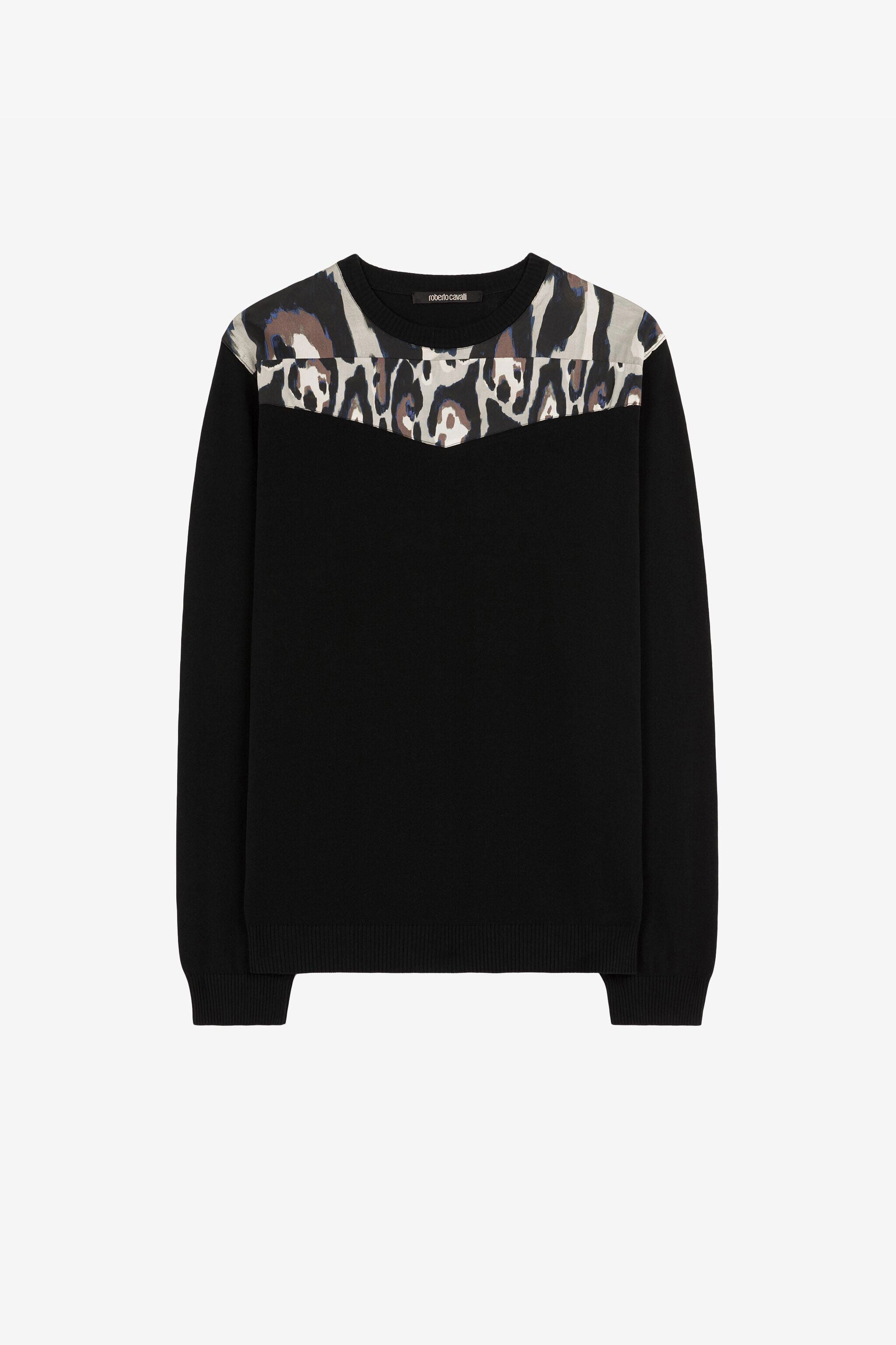 RC Leopard-print panel-detail jumper RC Leopard-print panel-detail jumper Black QRM611-MA001