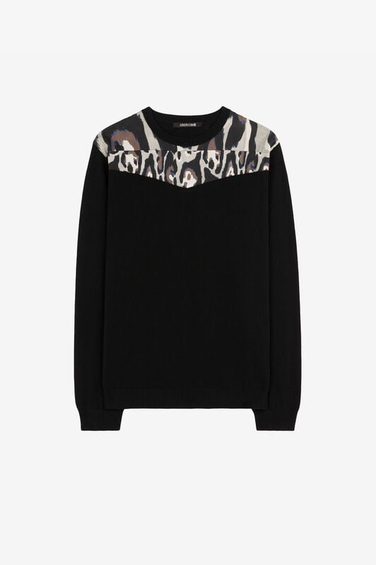 RC Leopard-print panel-detail jumper RC Leopard-print panel-detail jumper Black QRM611-MA001