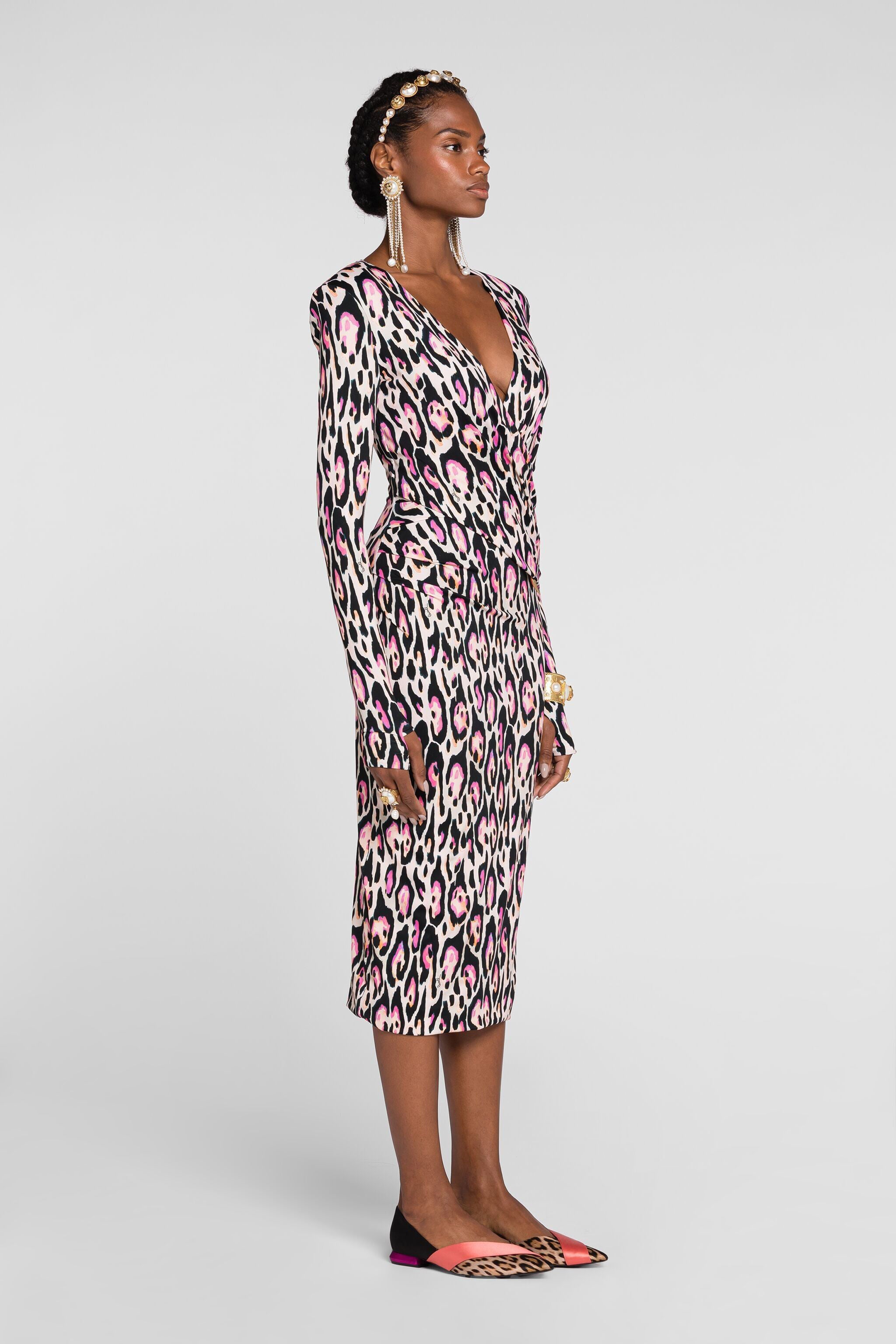 RC Jaguar-Print Dress RC Jaguar-Print Dress Pink QKT106-LNF68