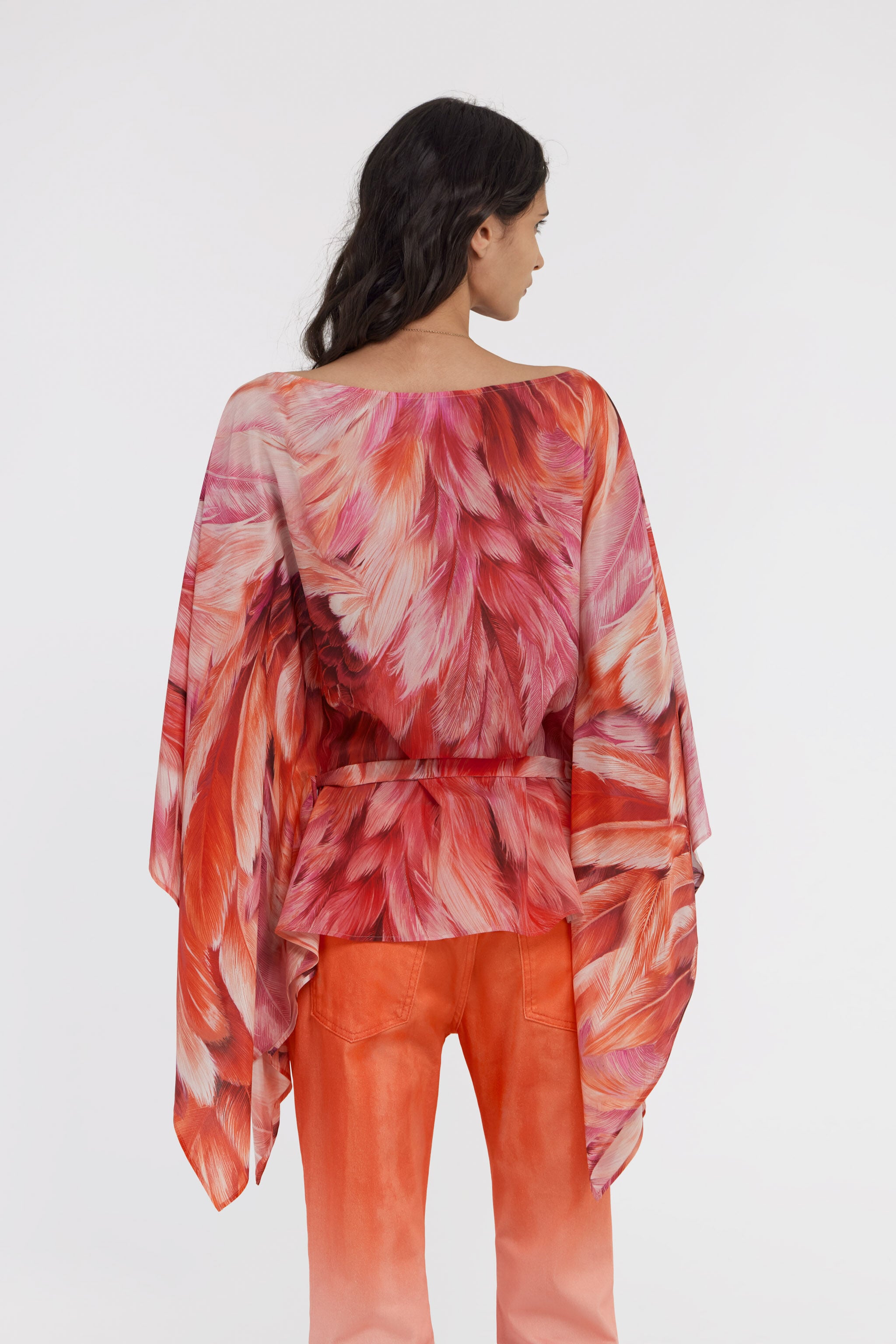 RC Plumage print short kaftan Fuchsia SWT725-SQL71