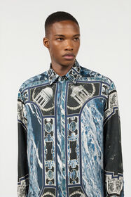 RC Shirt With Marble Print And Embellishments Dark blue URT723-4QN63