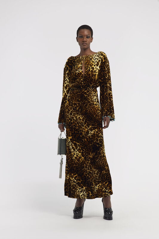 RC Leopard print velvet dress RC Leopard print velvet dress Dark brown RKR124-FY058