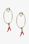 RC Gold Hoop Earrings With Coral Charm RC Gold Hoop Earrings With Coral Charm Red SWG003-AM021