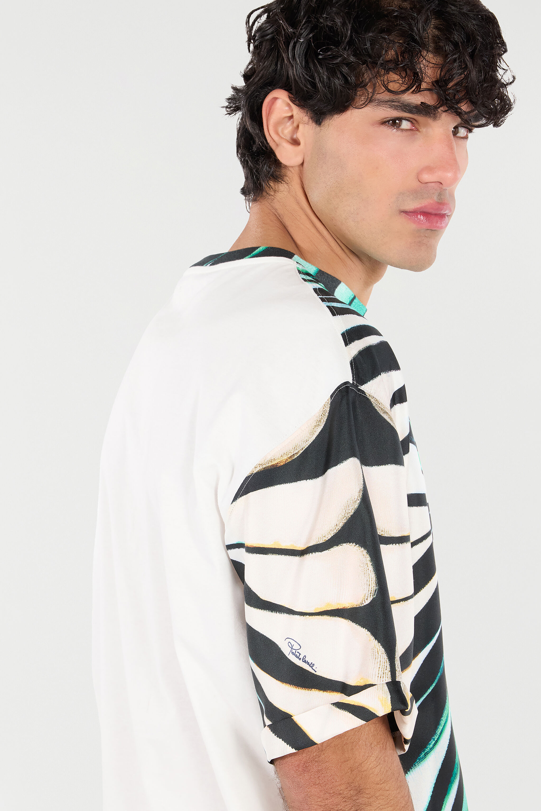 RC T-Shirt En Soie Mélangée À Imprimé Ray Of Sea Bleu clair TRT62A-4QM76