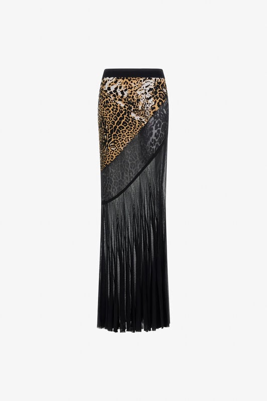 RC Semi-transparent skirt with Jaguar skin print RC Semi-transparent skirt with Jaguar skin print Light Brown/Black SKM351-MA007