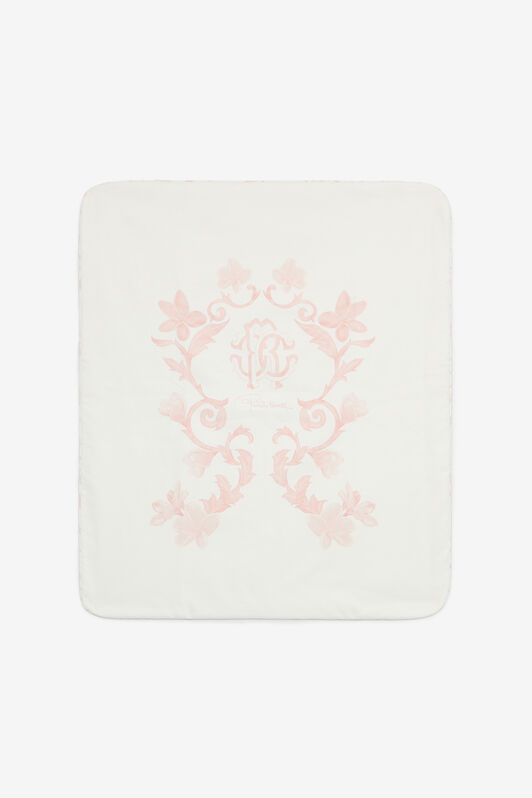 JU Blanket With Floral Print And RC Monogram Pink UJT801-JD001