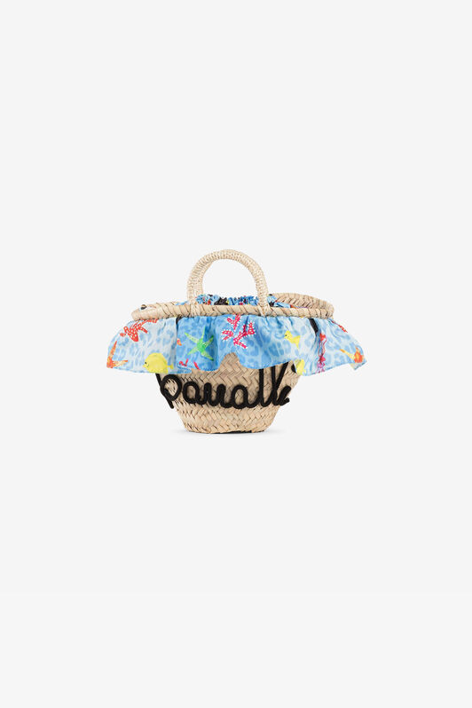 JU Embroidered-logo straw bag JU Embroidered-logo straw bag Light brown QJB019-AB013