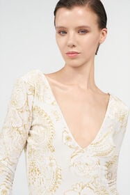 RC Ornamental White Print Top WHITE WQT609-6CR36