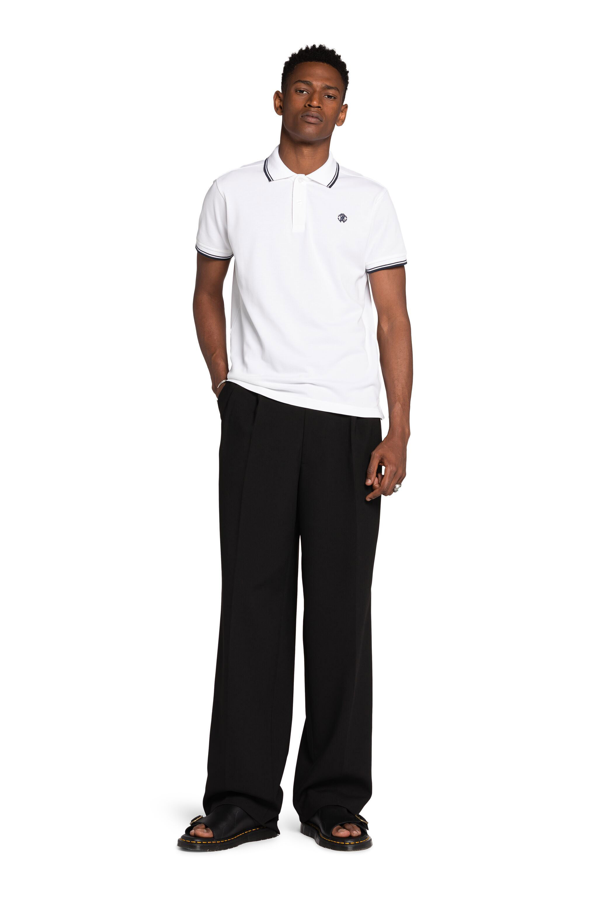 RC RC Monogram-Embroidered Polo Shirt Weiß KOT60A-KB017