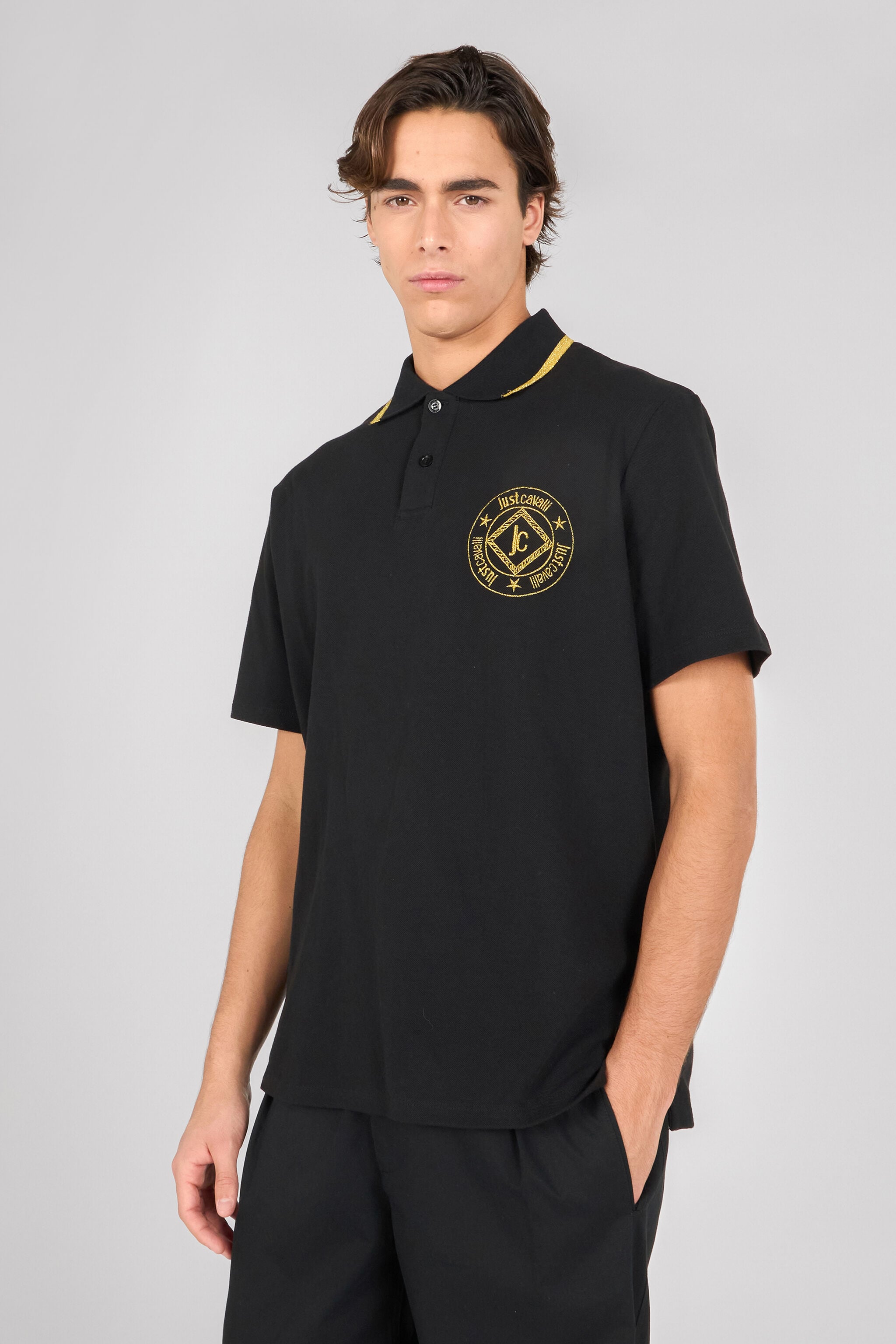 JC Black Gold Accents Polo Black RRT905-RR167