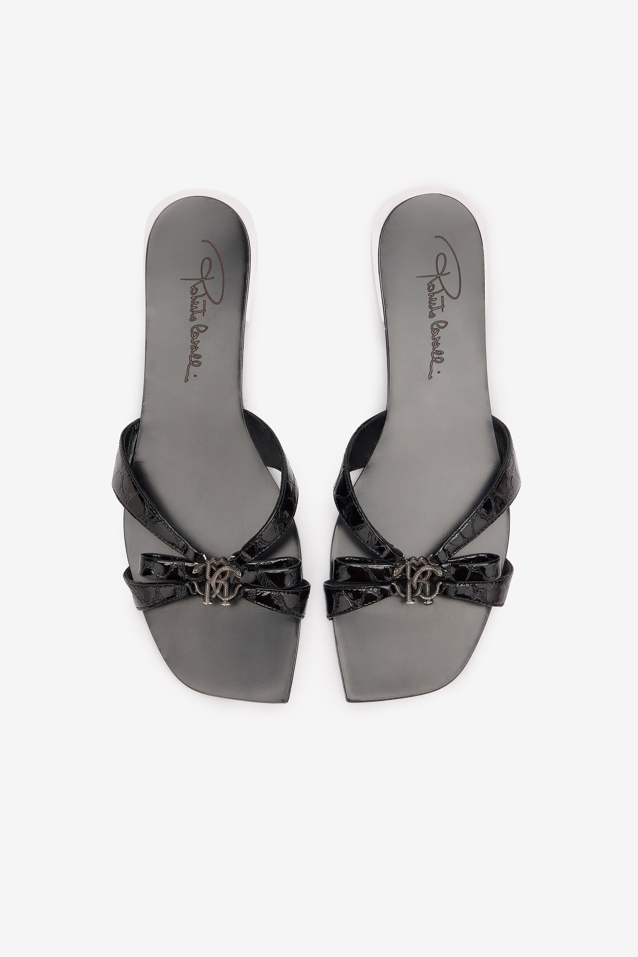 RC Low Sandals With Mirror Snake Monogram RC Low Sandals With Mirror Snake Monogram Black UKS008-PZV97
