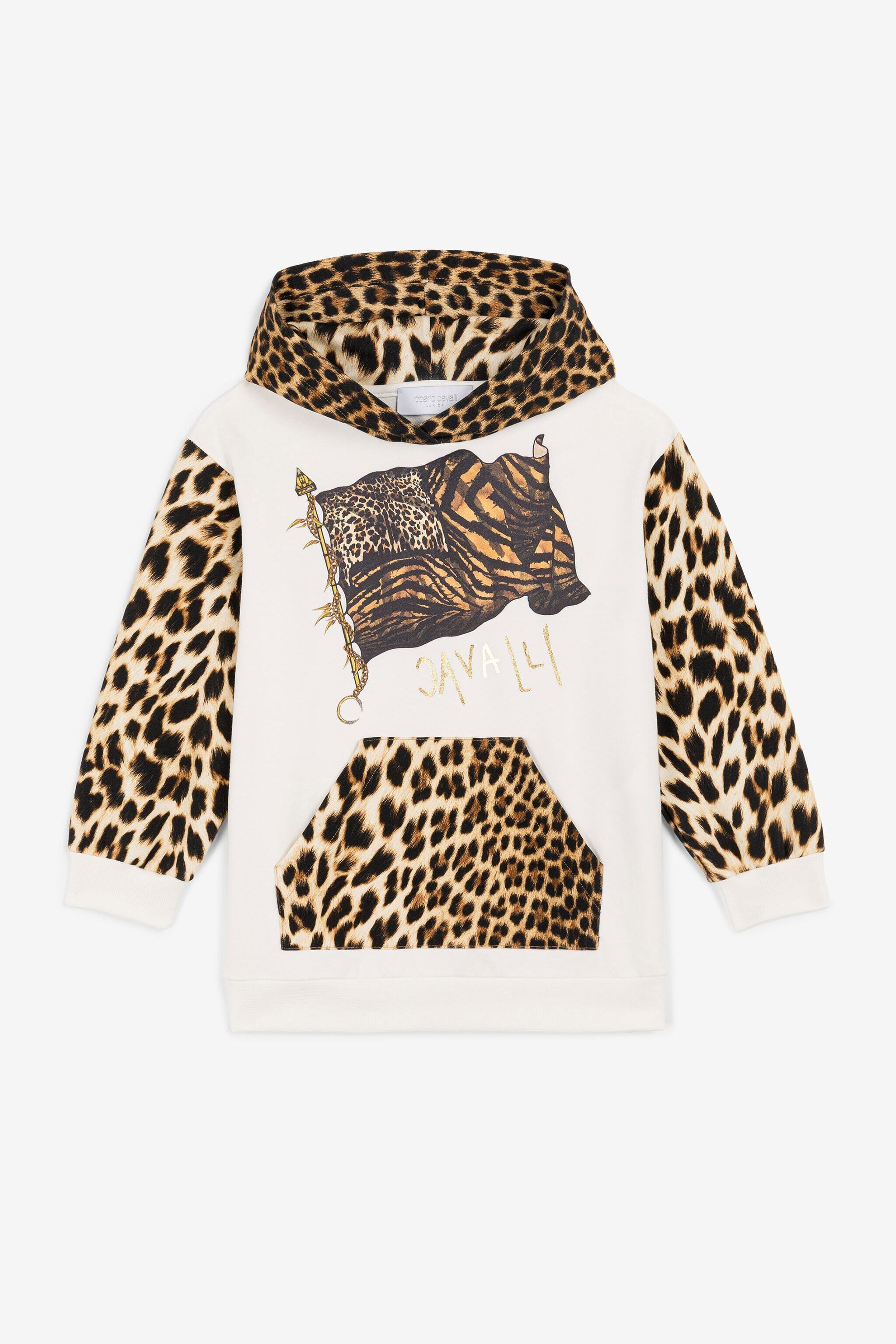 JU Animalier Patchwork-Print Logo Hoodie JU Animalier Patchwork-Print Logo Hoodie Light brown OJT959-ISA2J