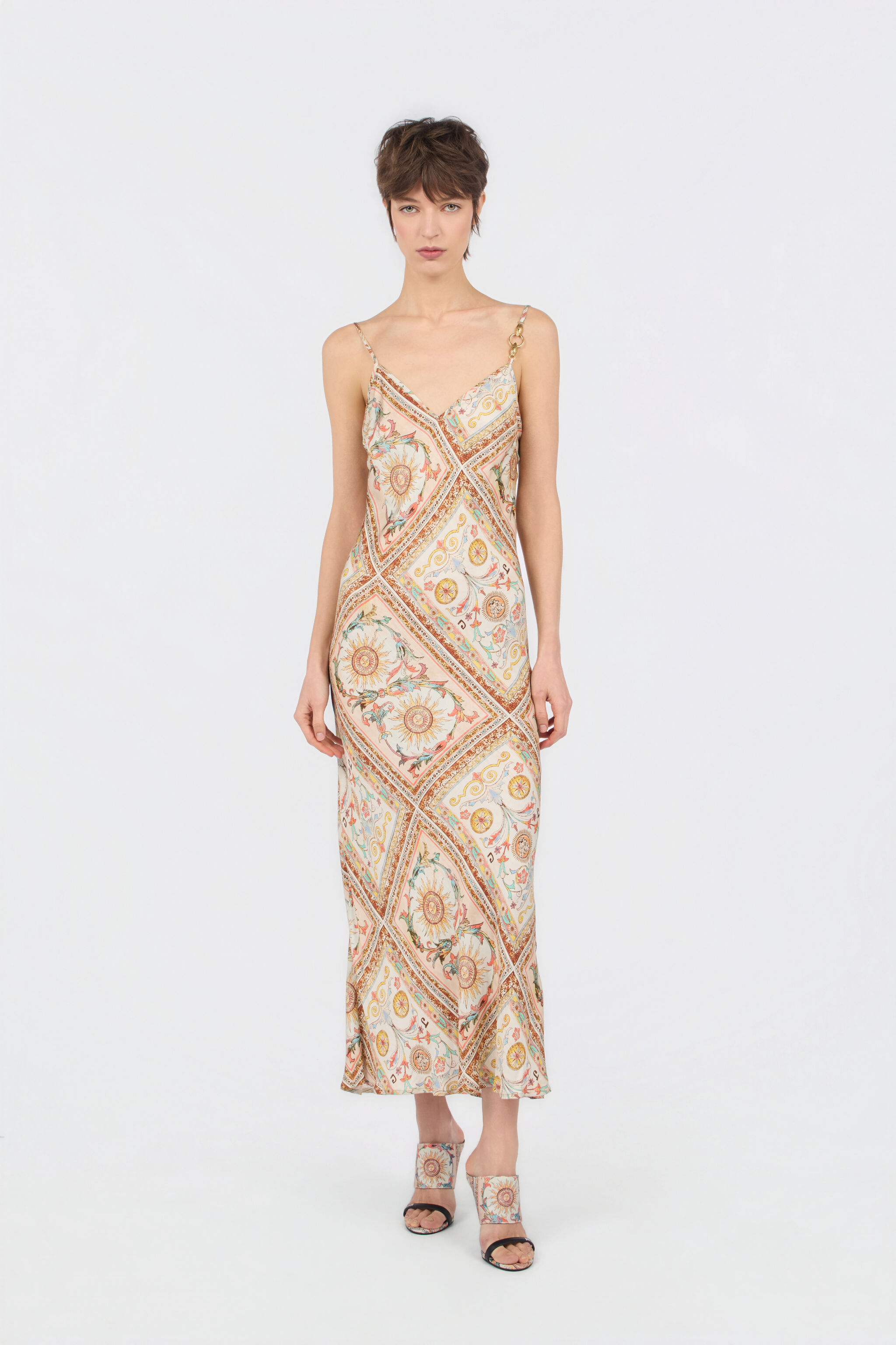 Persian Tarot Print Slip Dress in SHIFTING SAND for Women