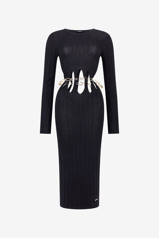 JC Black Midi Dress With Cut-Out Detail JC Black Midi Dress With Cut-Out Detail BLACK WFT291-WF689