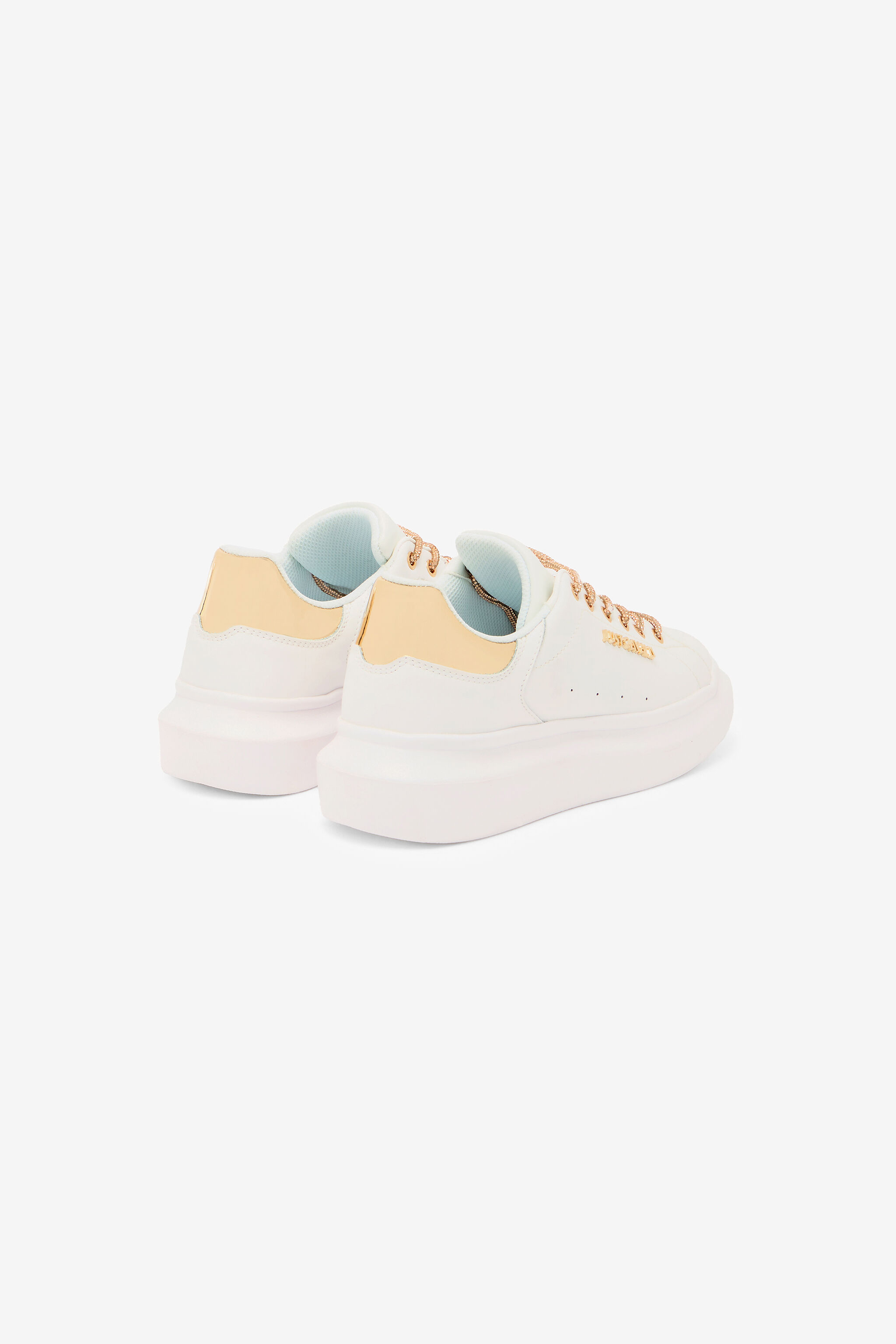 JC Lace-Up Sneakers With Rhinestones JC Lace-Up Sneakers With Rhinestones White/Gold UFS030-UF352